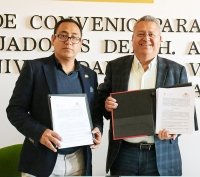 Firma Ayuntamiento de SCLC convenio de colaboración con la Universidad José Vasconcelos
